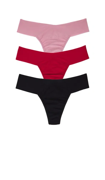 Hanky Panky Breathe Natural Rise 3 Pack In Black  Fireside  & Provence Pink