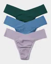 Hanky Panky Breathe Natural-rise Thongs 3-pack In Great Heights, Rainy Day, Aromatherapy