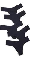 Hanky Panky Breathe Natural Thong 5 Pack Black In Black