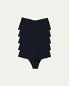 Hanky Panky Breathesoft High-rise Microfiber Thongs, 5-pack In Black