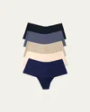 Hanky Panky Breathesoft High-rise Microfiber Thongs, 5-pack In Black, Granite, Taupe, Vanilla, Odyssey Blue