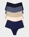 Hanky Panky Breathesoft High-rise Microfiber Thongs, 5-pack In Black, Granite, Taupe, Vanilla, Odyssey Blue