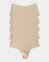 Hanky Panky Breathe 5-pack High Waist Thongs In Taupe