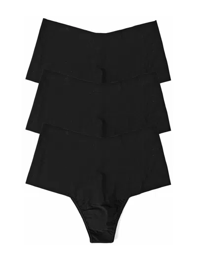 Hanky Panky Breathesoft® High Rise Thong 3 Pack In Black