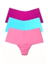 Hanky Panky Breathe Assorted 3-pack High Waist Thongs In Blue