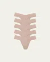 Hanky Panky Breathe Natural Thong 5 Pack Taupe In Taupe