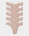 Hanky Panky Breathe Natural Thong 5 Pack Taupe In Taupe