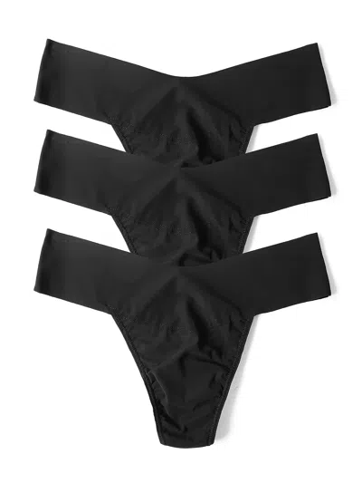 Hanky Panky Breathesoft® Natural Rise Thong 3 Pack In Black