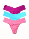 Hanky Panky Breathe Assorted 3-pack V-cut Thongs In Blue
