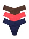 Hanky Panky Breathe Assorted 3-pack V-cut Thongs In Blue