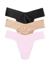 Hanky Panky Breathesoft® Natural Rise Thong 3 Pack In Brown