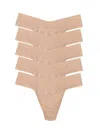 Hanky Panky Breathesoft® Natural Rise Thong 5 Pack In Pink