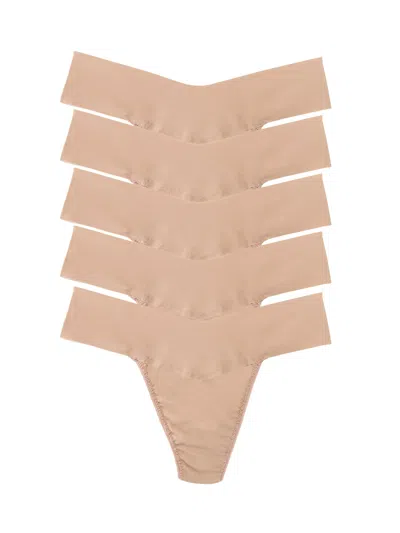 Hanky Panky Breathesoft® Natural Rise Thong 5 Pack In Pink