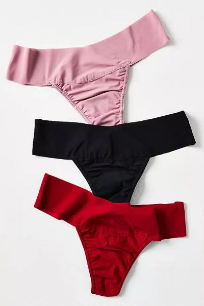 Hanky Panky Breathesoft Natural Rise Thongs, Set Of 3 In Pink