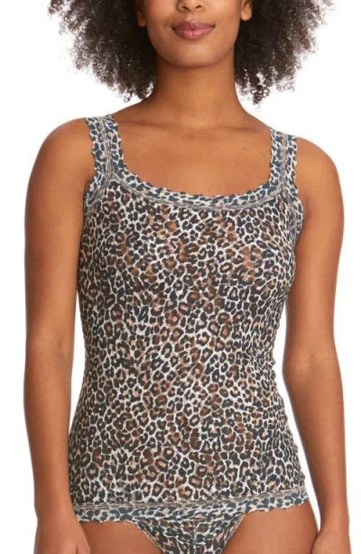 Hanky Panky Classic Animal Print Lace Camisole In Brown/black