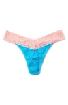 Hanky Panky Colorplay Original Lace Thong In Blue