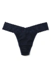 Hanky Panky Petite Size Supima® Cotton Low Rise Thong In Blue