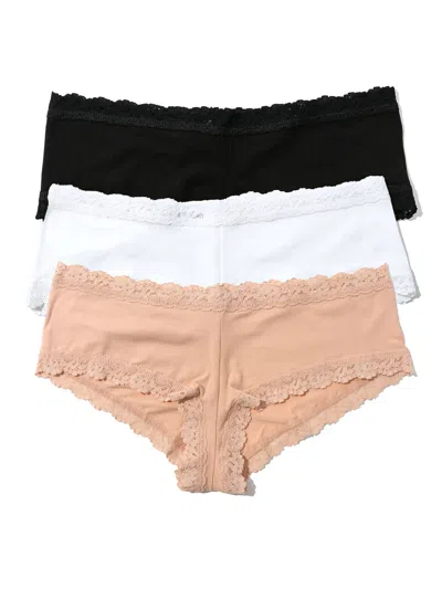 Hanky Panky Cotton Boyshort 3 Pack Chai In Multi