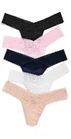 Hanky Panky Cotton Low Rise Thong 5pk Bwcn In Multi