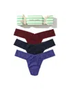Hanky Panky Cotton Original Rise Thong Holiday 3 Pack Cracker In Blue