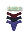 Hanky Panky Cotton Original Rise Thong Holiday 3 Pack Cracker In Blue