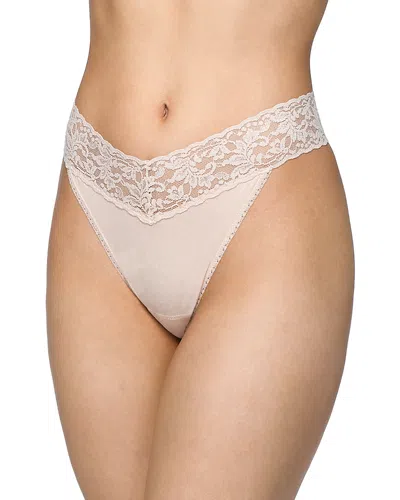 Hanky Panky Cotton With A Conscience Original-rise Thong In Neutral