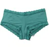 Hanky Panky Dream Lace Trim Modal Boyshorts In Seaside