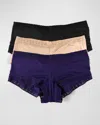 Hanky Panky Dream Jersey Boyshorts 3-pack In Chai,loves Me Not, Berry Pie