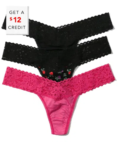 Hanky Panky Dream Low Rise Thong 3 Pack With $12 Credit In Burgundy
