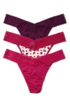 Hanky Panky Dream Original-rise Jersey Thongs 3-pack In Fw/dor D/kiss From A Rose