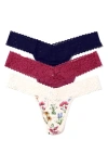 Hanky Panky Dreamease™ Assorted 3-pack Low Rise Thongs In Gray