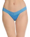 Hanky Panky Dream Lace Trim Modal Original Rise Thong In Laguna Blue