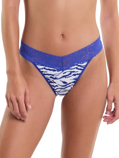 Hanky Panky Dream Lace Trim Modal Original Rise Thong In Multicolor