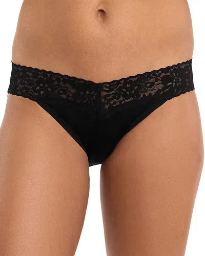 Hanky Panky Pack Of Three Original-rise Stretch-lace Thongs In Black