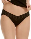 Hanky Panky Floral Print Retro Lace Thong In Black