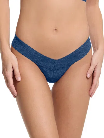 Hanky Panky Flora Lace Low Rise Thong In Blue