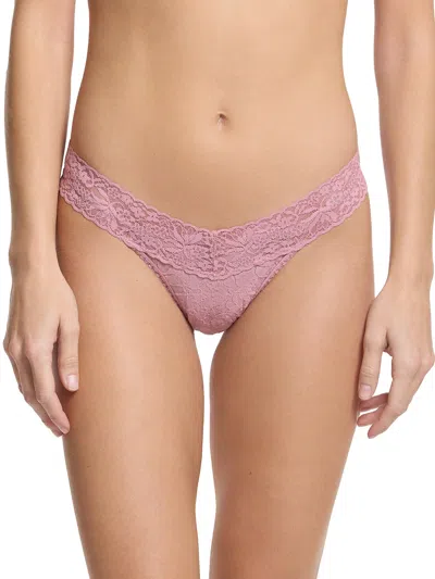 Hanky Panky Flora Lace Low Rise Thong In Pink
