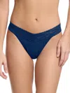 Hanky Panky Flora Lace Original Rise Thong In Blue