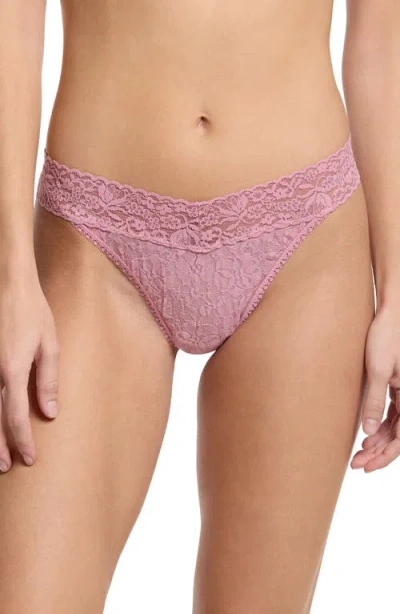 Hanky Panky Flora Lace Original Rise Thong In Purple