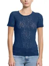 Hanky Panky Flora Lace Short Sleeve Top In Blue