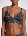 Hanky Panky Floral-print Lace Bralette In Blue