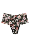 Hanky Panky Floral Print Retro Lace Thong In Multi