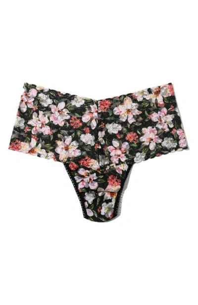 Hanky Panky Floral Print Retro Lace Thong In Multi