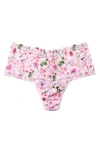 Hanky Panky Printed Retro Lace Thong In Rise And Vines