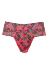 Hanky Panky Floral Print Retro Lace Thong In Wonderland Blooms