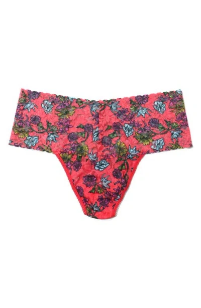 Hanky Panky Floral Print Retro Lace Thong In Wonderland Blooms