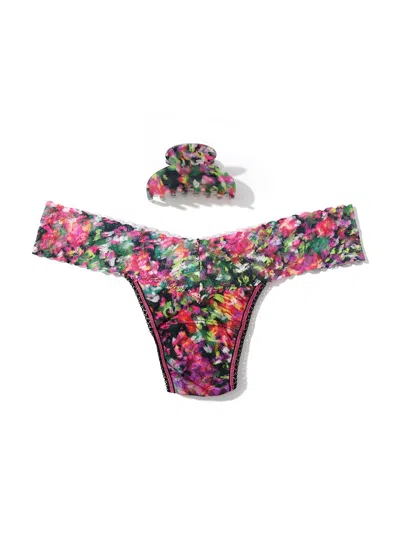 Hanky Panky France Luxe Clip And Low Rise Thong Black In Multi