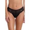 Hanky Panky Gg Diamond Embroidered Mesh & Lace Thong In Black