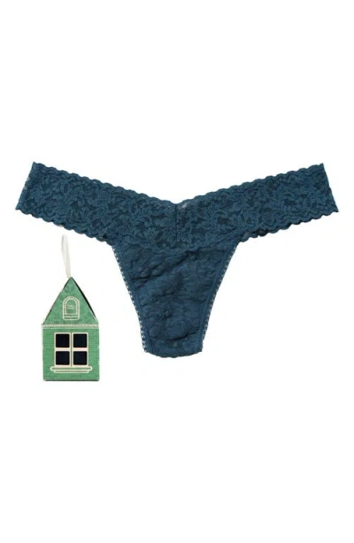 Hanky Panky Gingerbread House Low Rise Thong In Blue