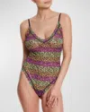 Hanky Panky Printed Signature Lace Thong Back Bodysuit In Its Electric